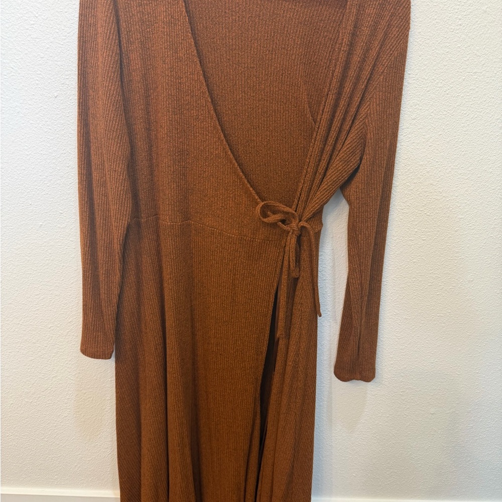 Old Navy Long Sleeve Brown Wrap Dress